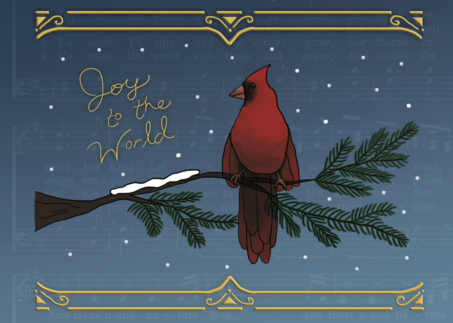 Cardinal on snowy branch